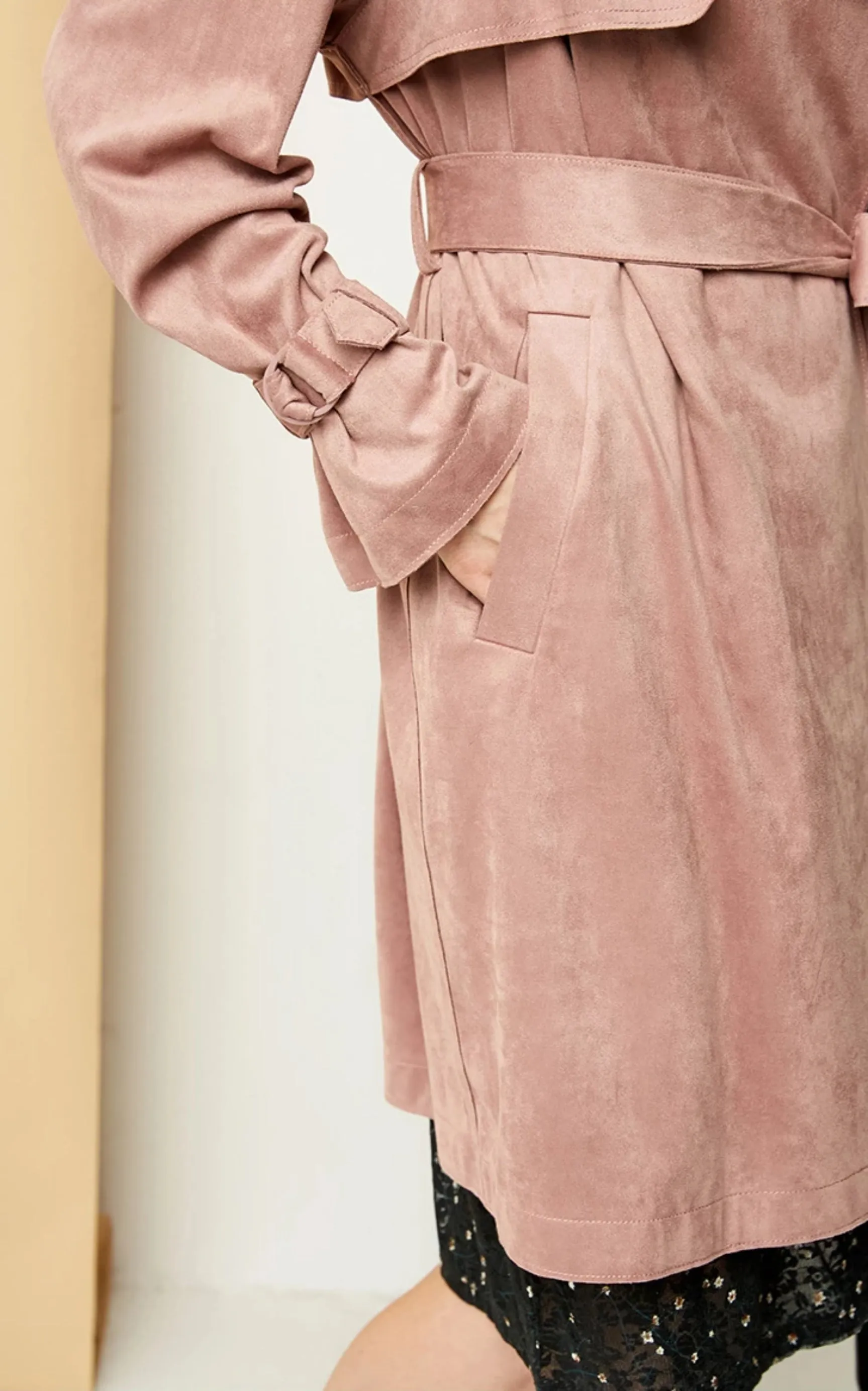 Women's Suede Coat With Belt