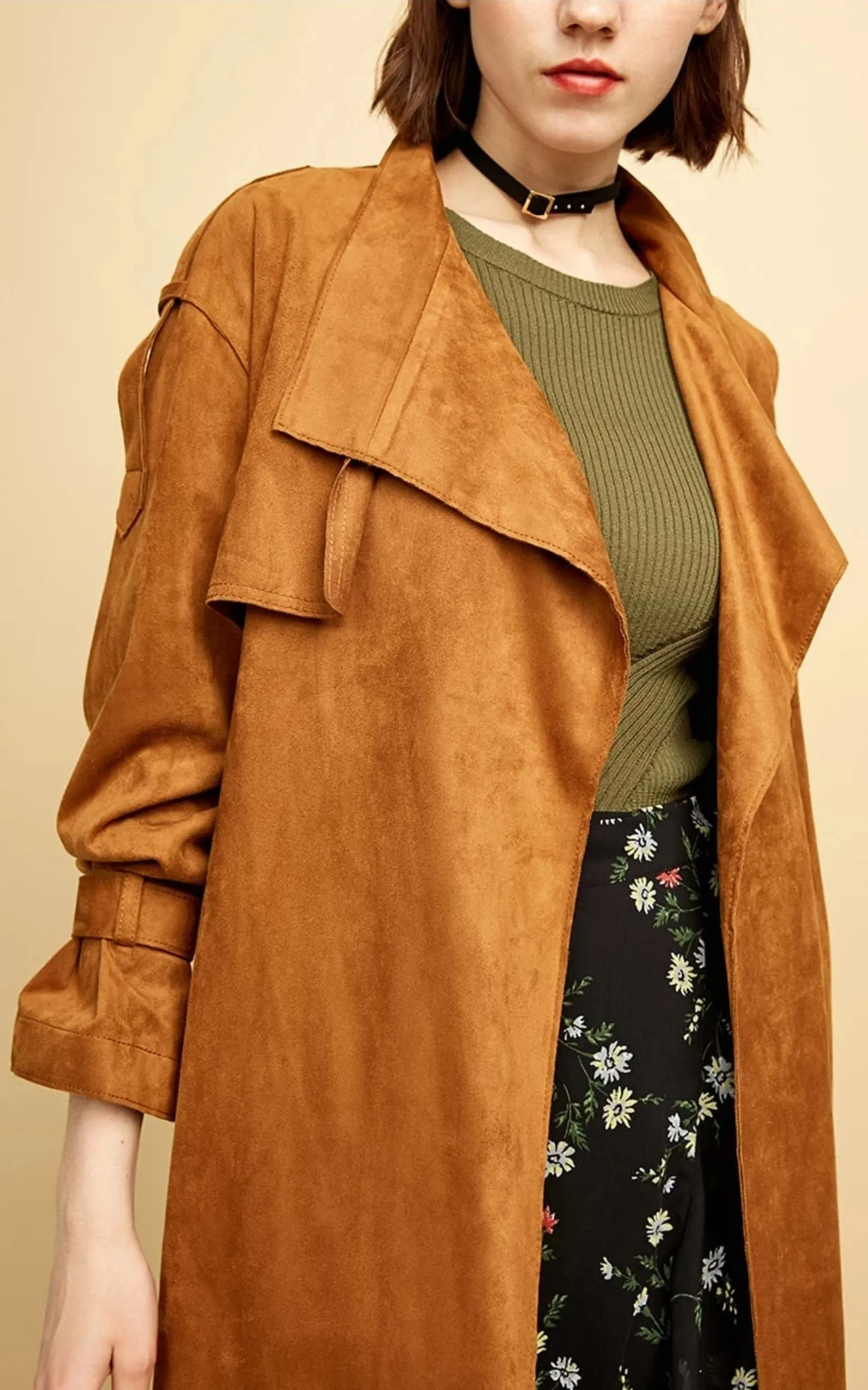 Women's Suede Coat With Belt