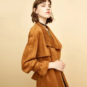 Women's Suede Coat With Belt