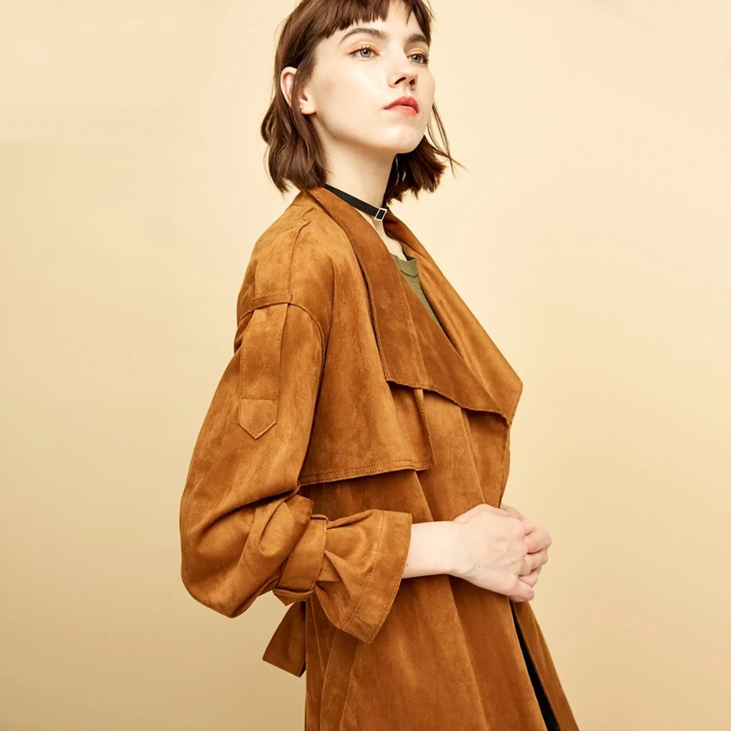 Women's Suede Coat With Belt