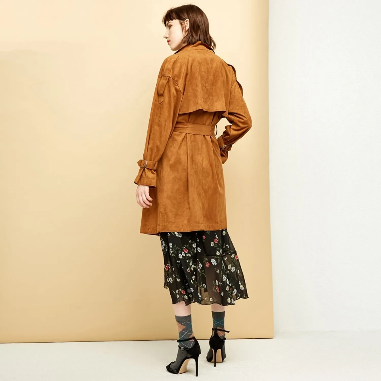 Women's Suede Coat With Belt
