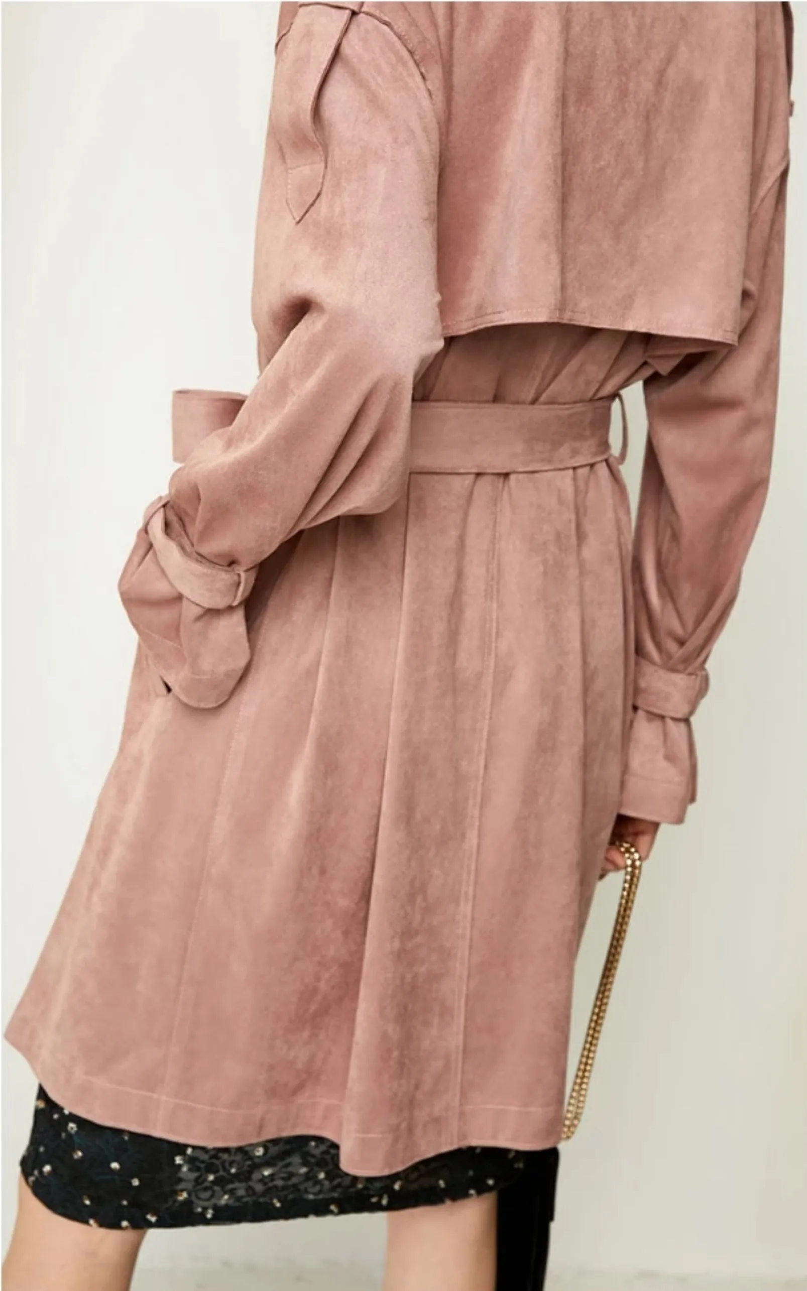 Women's Suede Coat With Belt