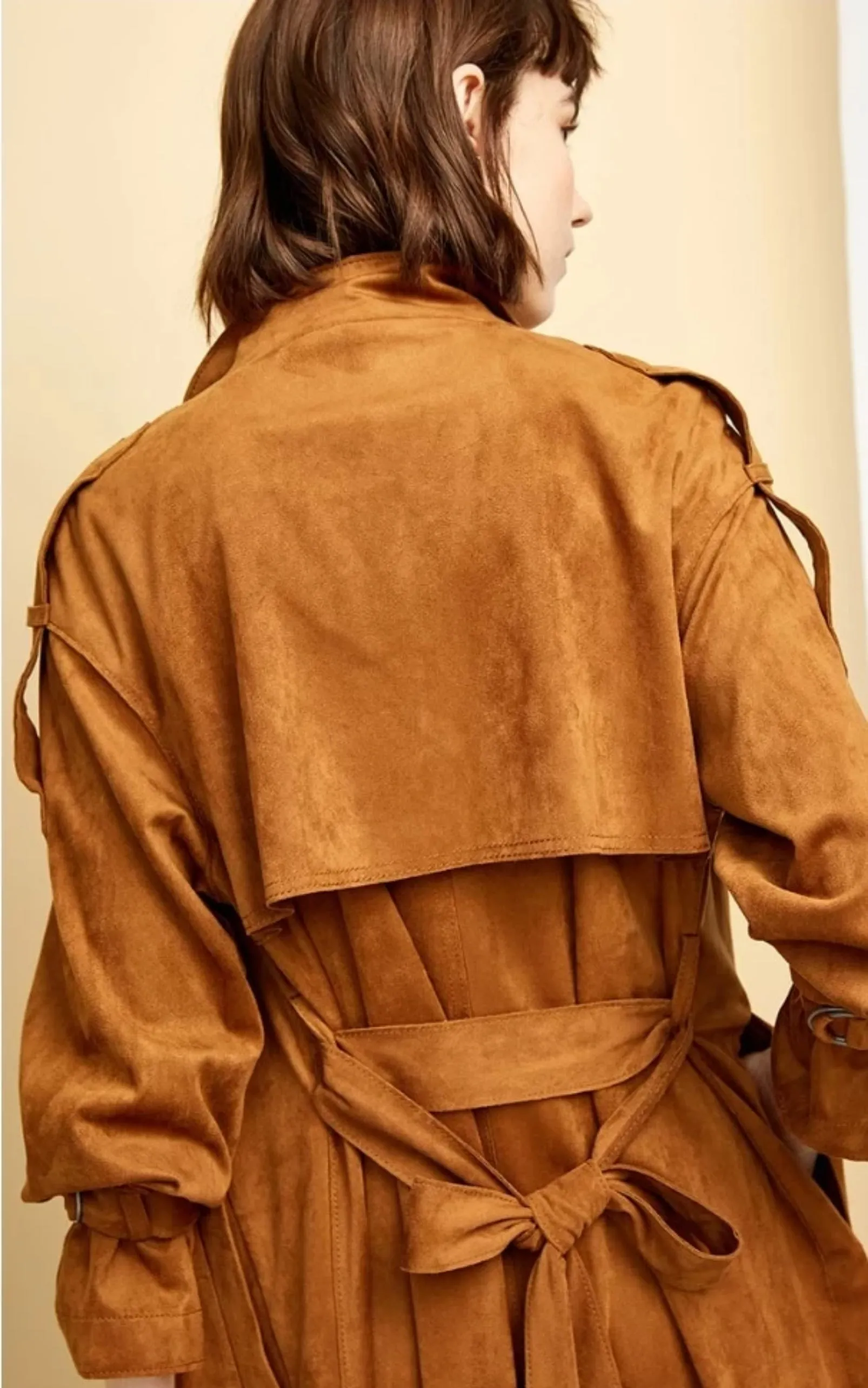 Women's Suede Coat With Belt
