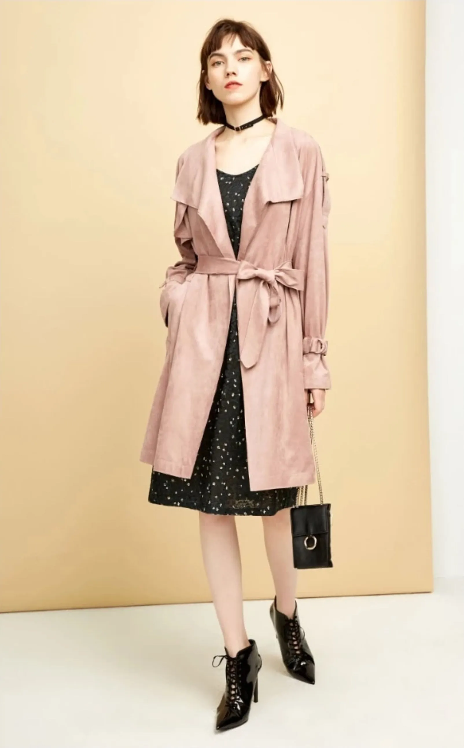 Women's Suede Coat With Belt
