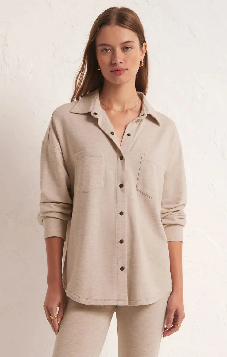 Z Supply WFH Modal Shirt Jacket in Oatmeal