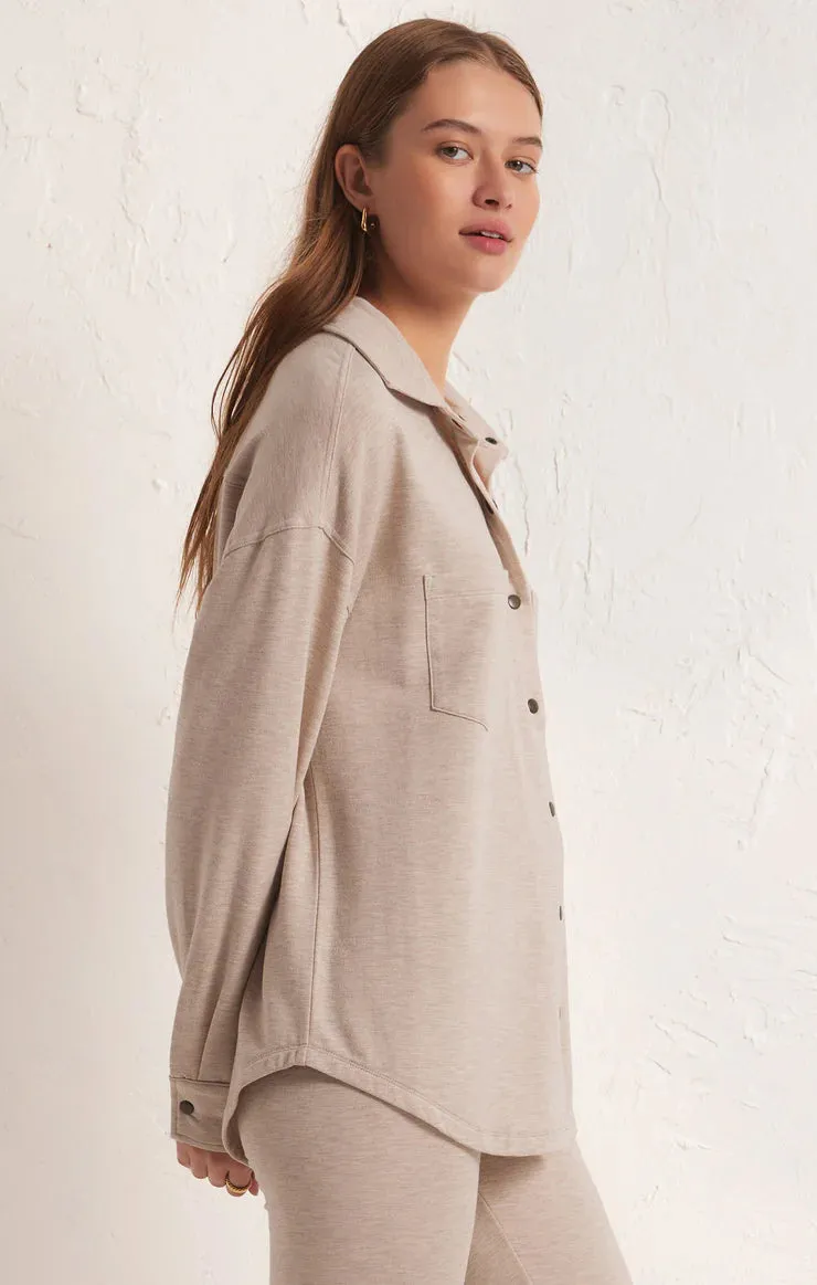 Z Supply WFH Modal Shirt Jacket in Oatmeal